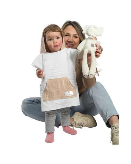 Eco Toalla Surf Orgánica Waffle Blanca & Beige Colección Calma