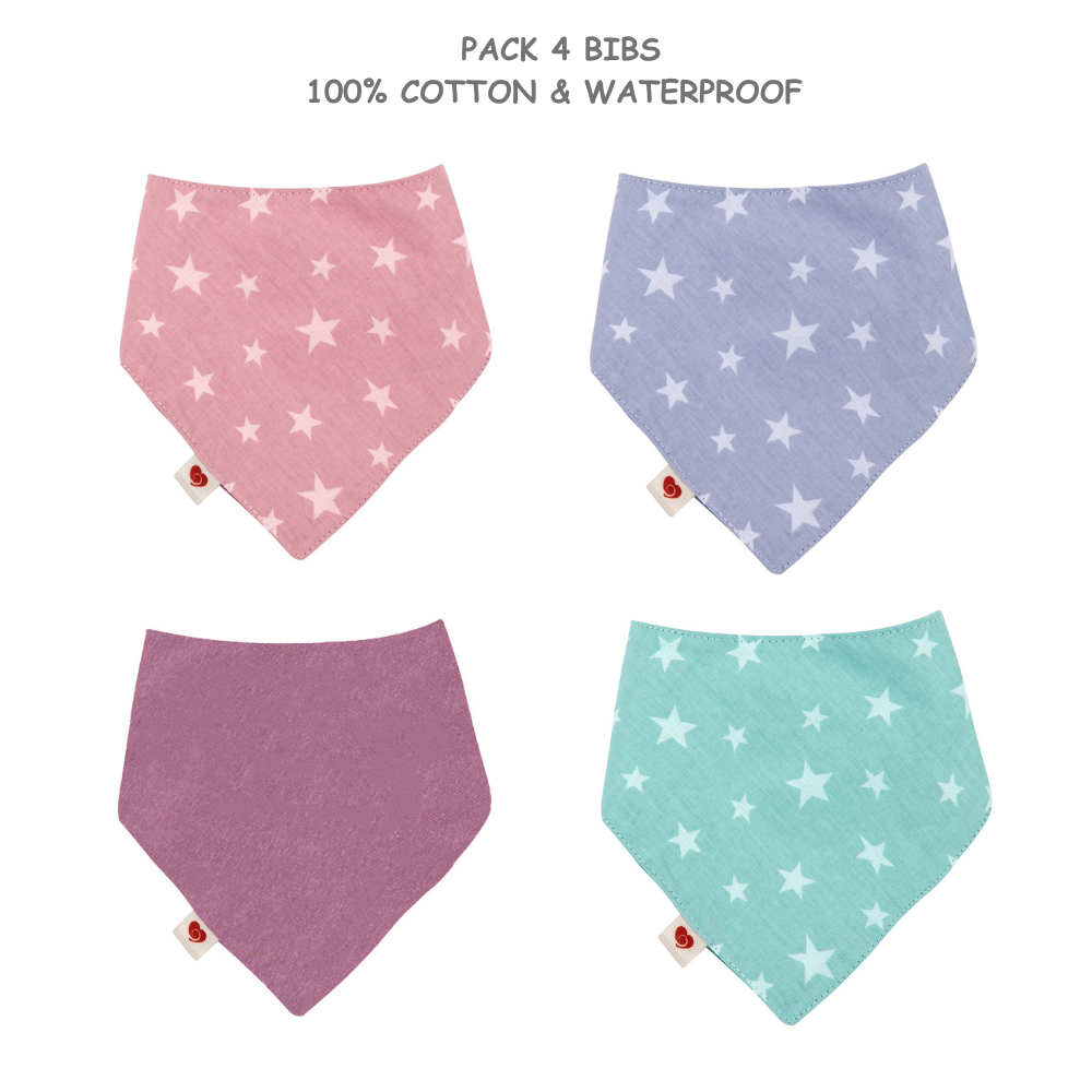 Pack 4 Baberos Impermeables Algodón  Niña