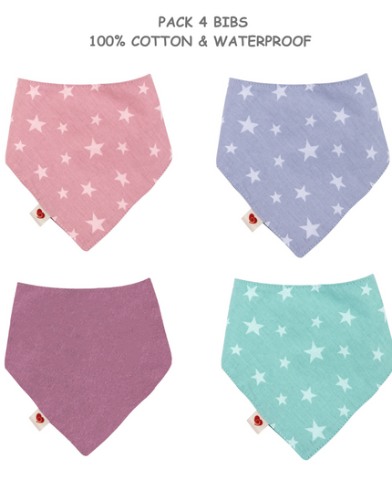 Pack 4 Baberos Impermeables Algodón  Niña
