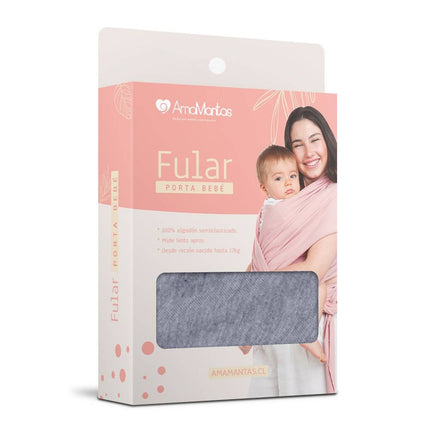 Fular portabebé gris perla de algodón semielasticado, ideal para un porte seguro y cómodo. Amamantas.