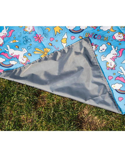 Manta Picnic y Playa Impermeable Infantil Unicornio Azul