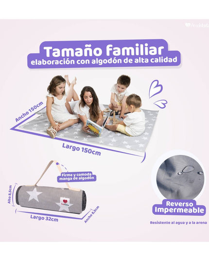 Manta Picnic y Playa Impermeable Infantil Unicornio Azul