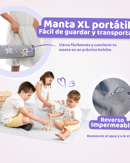 Manta Picnic y Playa Impermeable Infantil Unicornio Azul