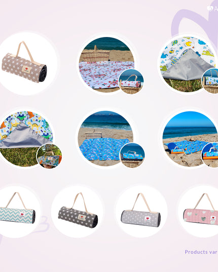 Manta Picnic y Playa Impermeable Infantil Unicornio Azul