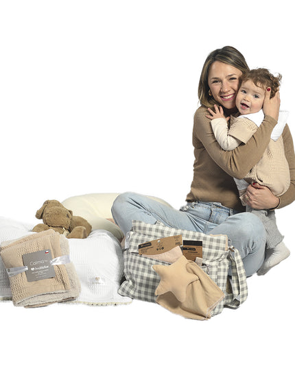 Eco Toalla Bebé Algodón Orgánico Waffle tipo Surf Beige AmaMantas Colección Calma