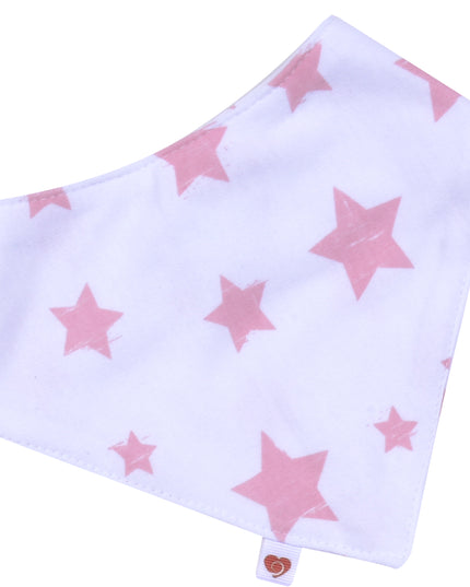 Pack de bienvenida al mundo en color palo rosa, incluye cuatro productos para bebé y un saquito de algodón orgánico con diseño de estrellas rosadas. Ideal para recién nacidos.