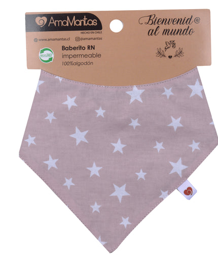 Babero Algodón Impermeable Colección Estrella Palo Rosa