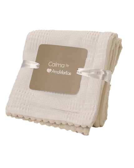 Manta Corderito Orgánica Waffle Blanca Colección Calma