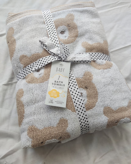 Organic Waffle Hooded Towel 100% Cotton Greige - Breastfeeding