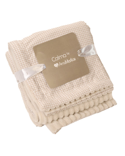 Manta Algodón Vichy Beige Colección Calma