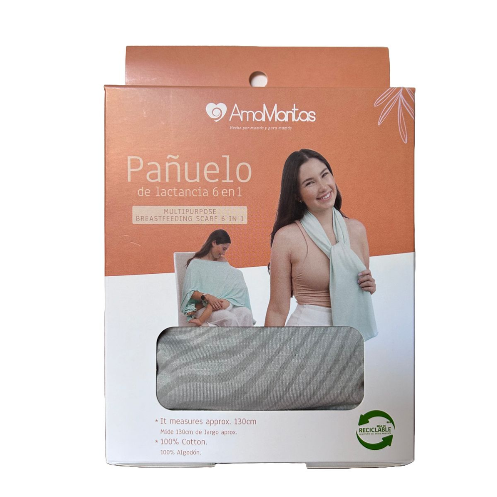 Pañuelo de Lactancia Algodón Diseño 6 en 1 Gris Perla
