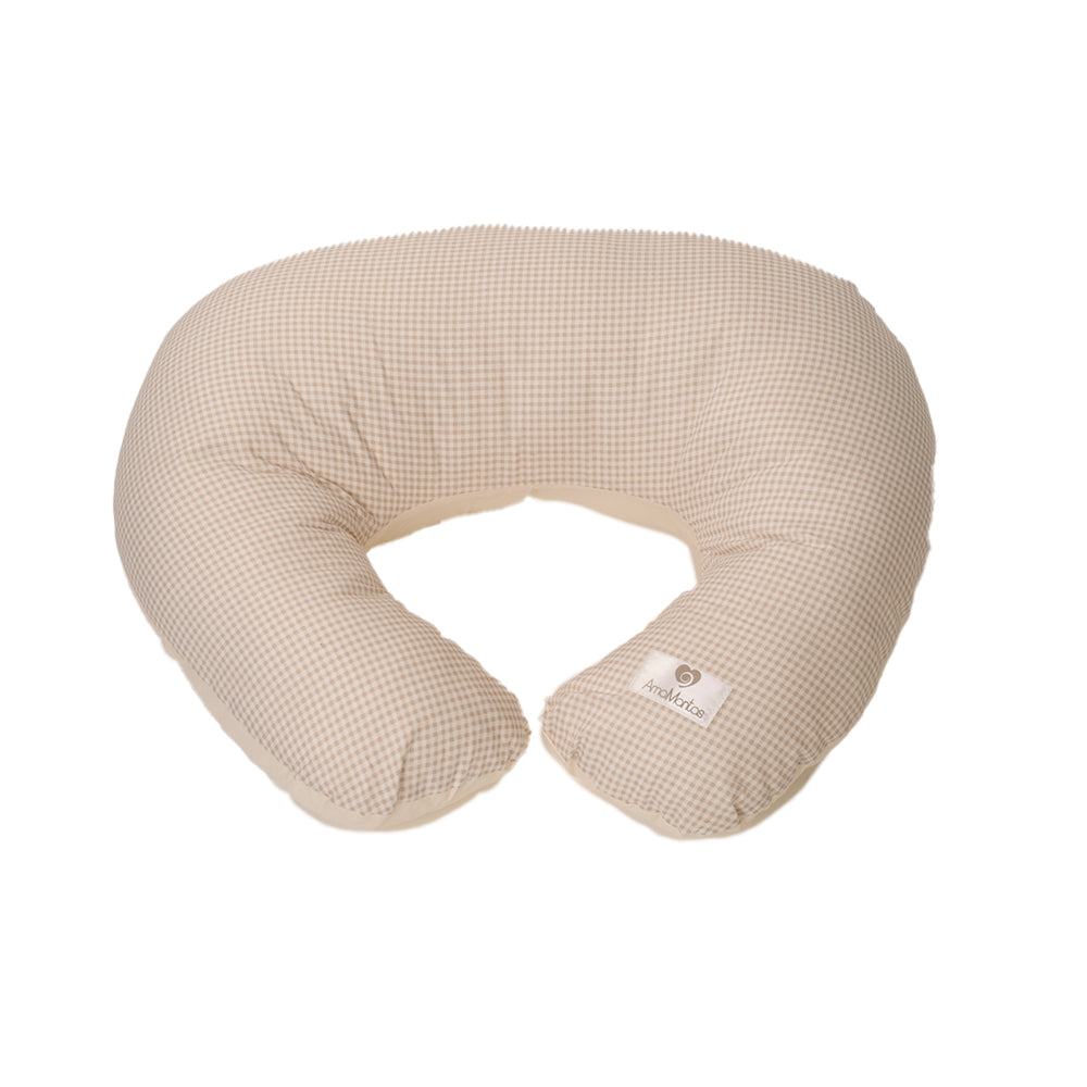 Cojín de Lactancia Algodón Vichy Beige Colección Calma