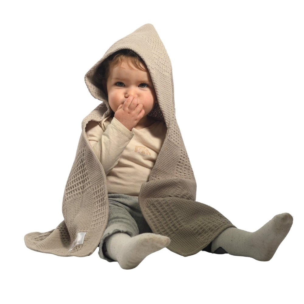 Eco Toalla Capucha Waffle Orgánica Greige Colección Calma