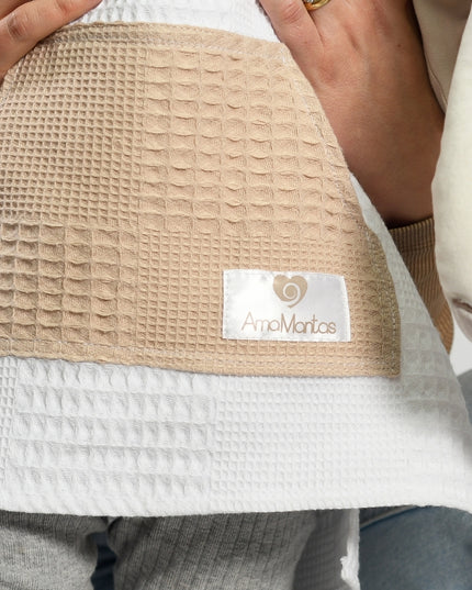 Eco Toalla Surf Orgánica Waffle Blanca & Beige Colección Calma