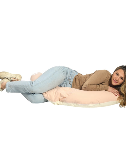 Cojín Maternal Multifuncional Beige y Blanco de Microperlas - Amamantas Chile