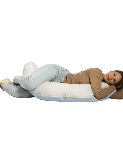 Cojín Maternal Multifuncional de Microperlas Gris y Blanco Amamantas Chile