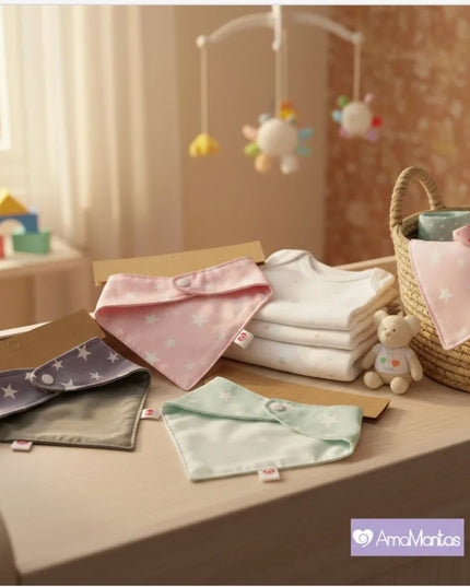 Pack 4 Baberos Impermeables Algodón  Niña