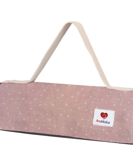 Manta impermeable extra grande rosa con diseño de estrellas, ideal para picnic y playa. Incluye asa para fácil transporte.