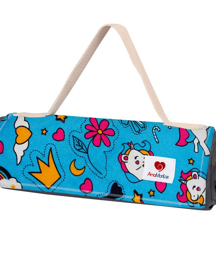 Manta Picnic y Playa Impermeable Infantil Unicornio Azul