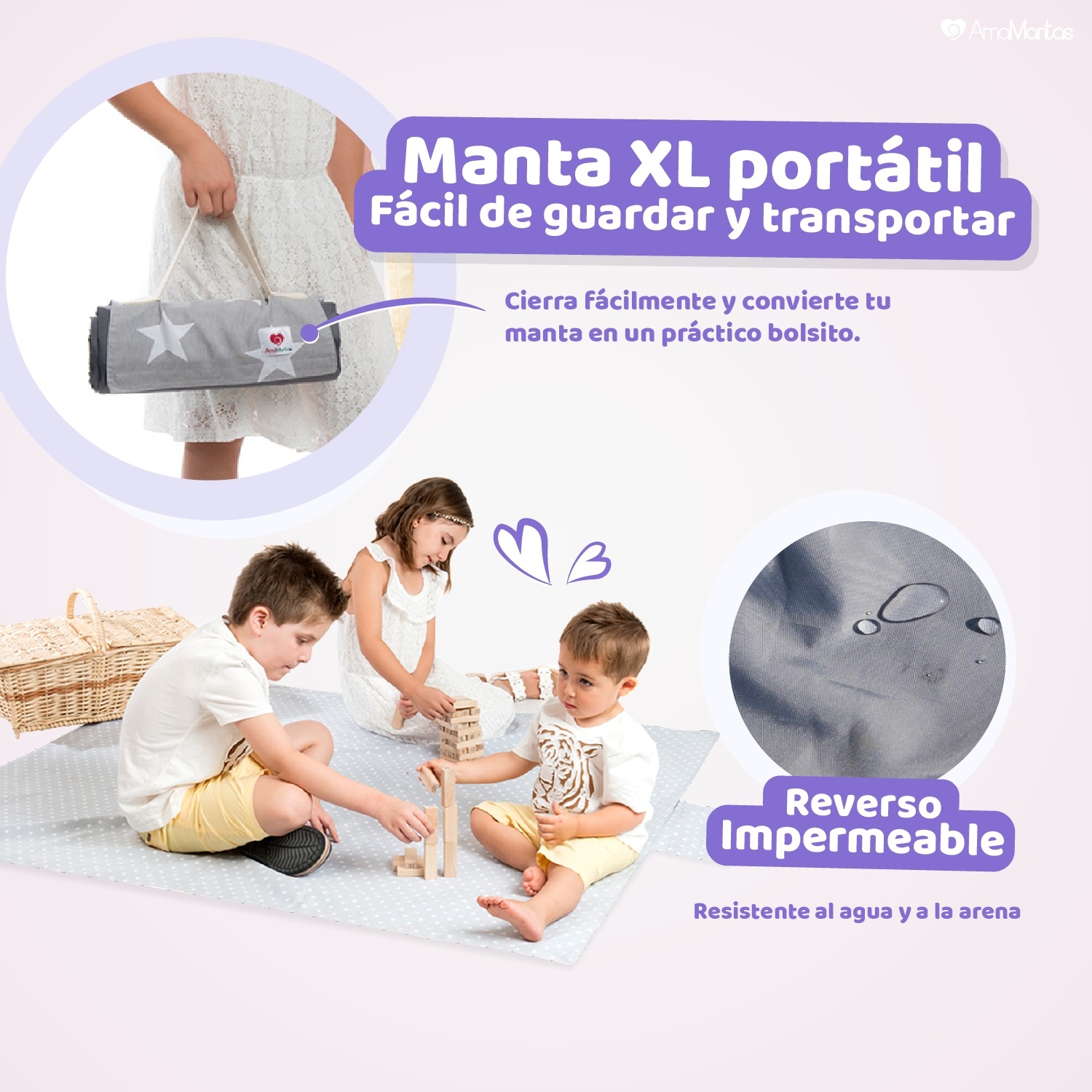 Manta de Picnic y Playa Impermeable Extra Grande Beige