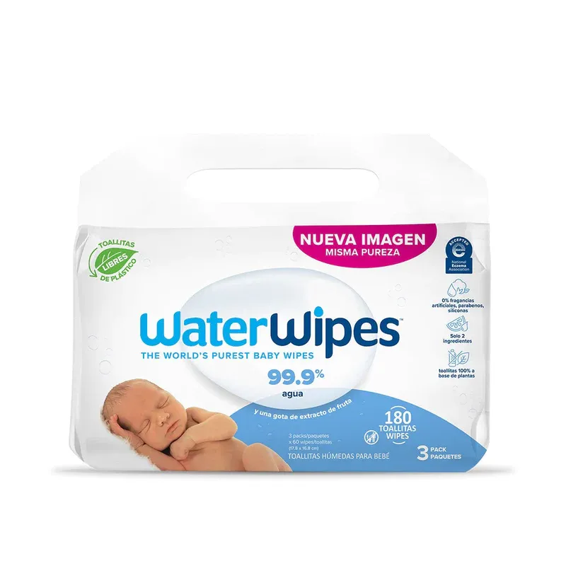 TOALLITAS HÚMEDAS WATERWIPES BIODEGRADABLES 3X60 UNIDADES