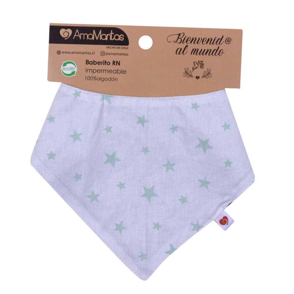 Babero Algodón Impermeable Colección Estrella Blanco