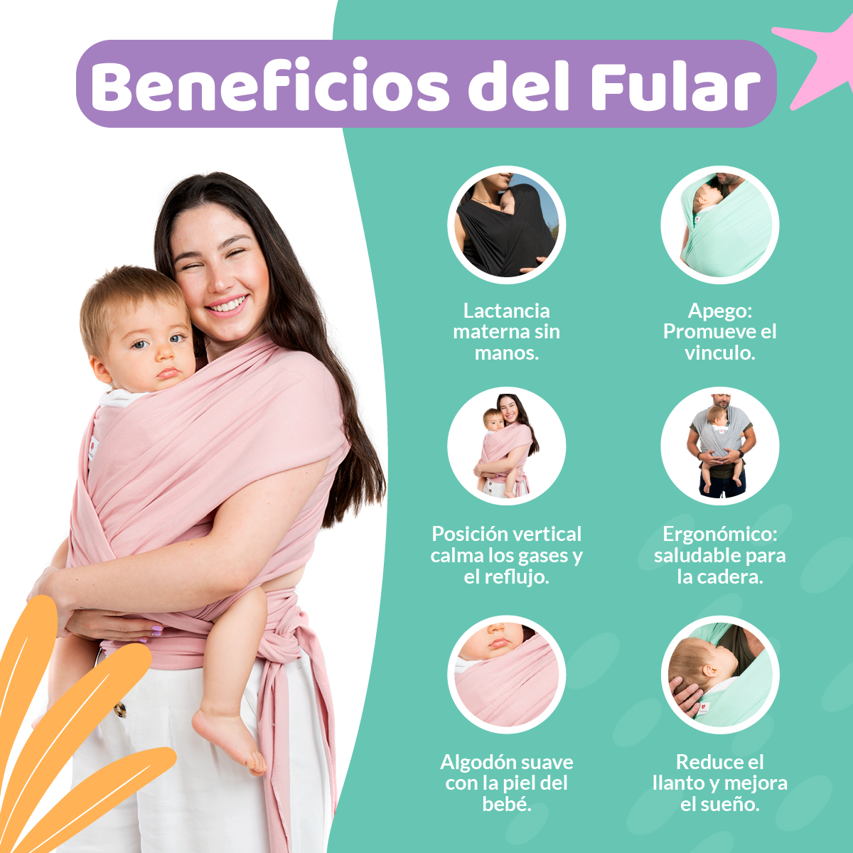 Fular Portabebé Algodón Semielasticado Beige