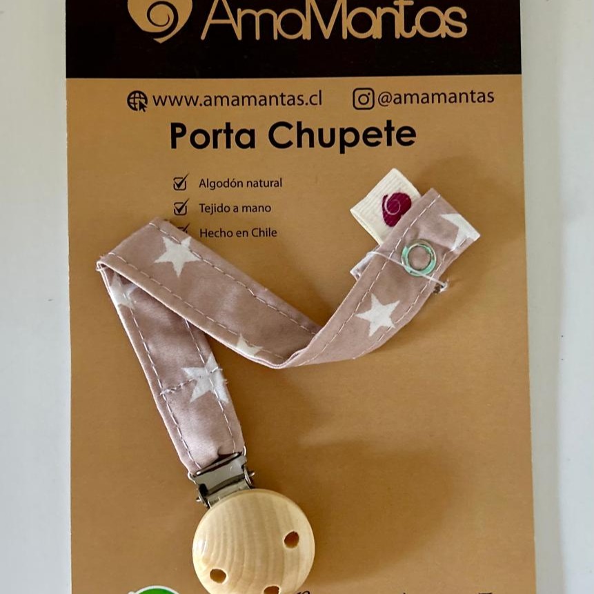 Porta Chupete Trenzado de Algodón Natural Para Niña