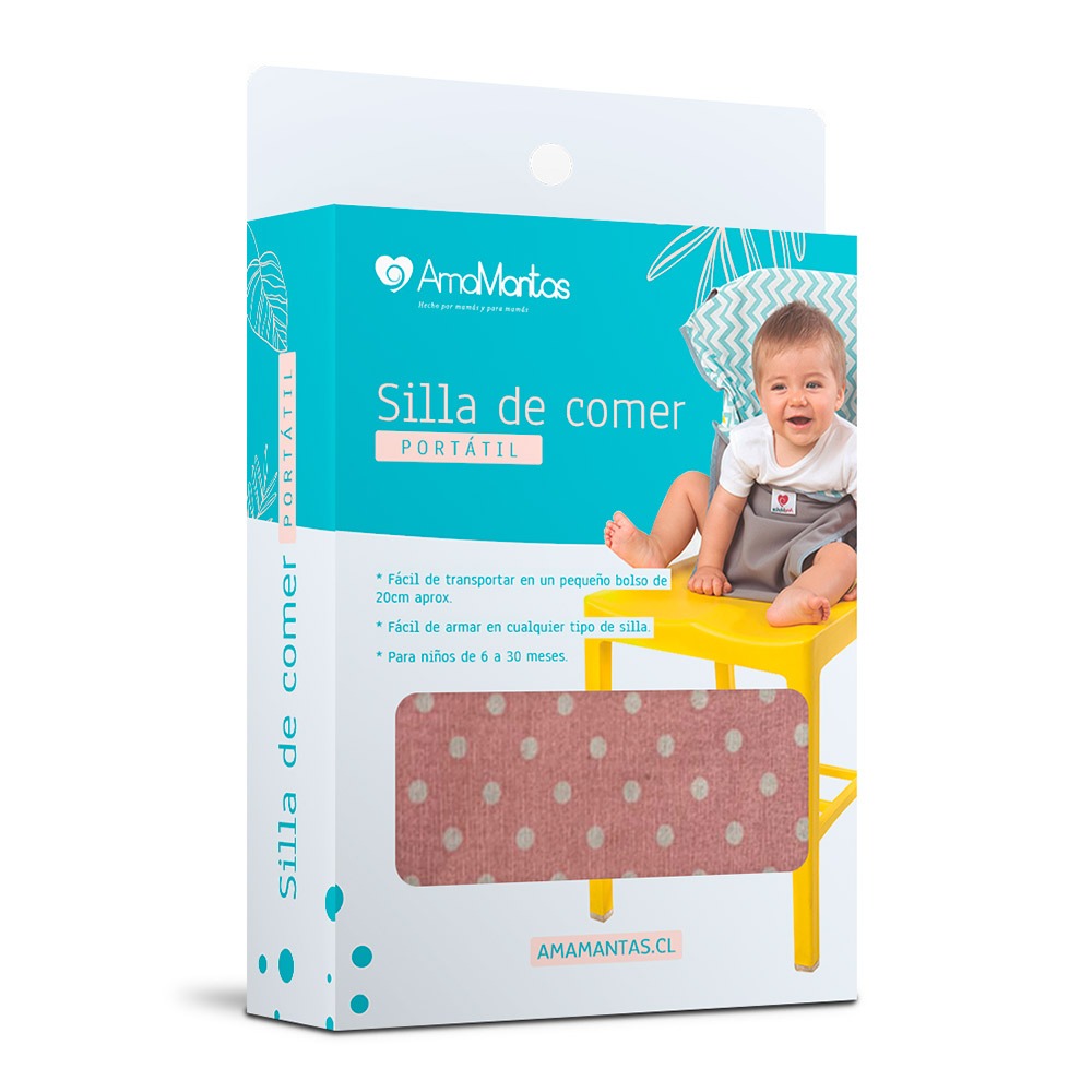 Silla de Comer Portátil Textil Para Viaje Rosa